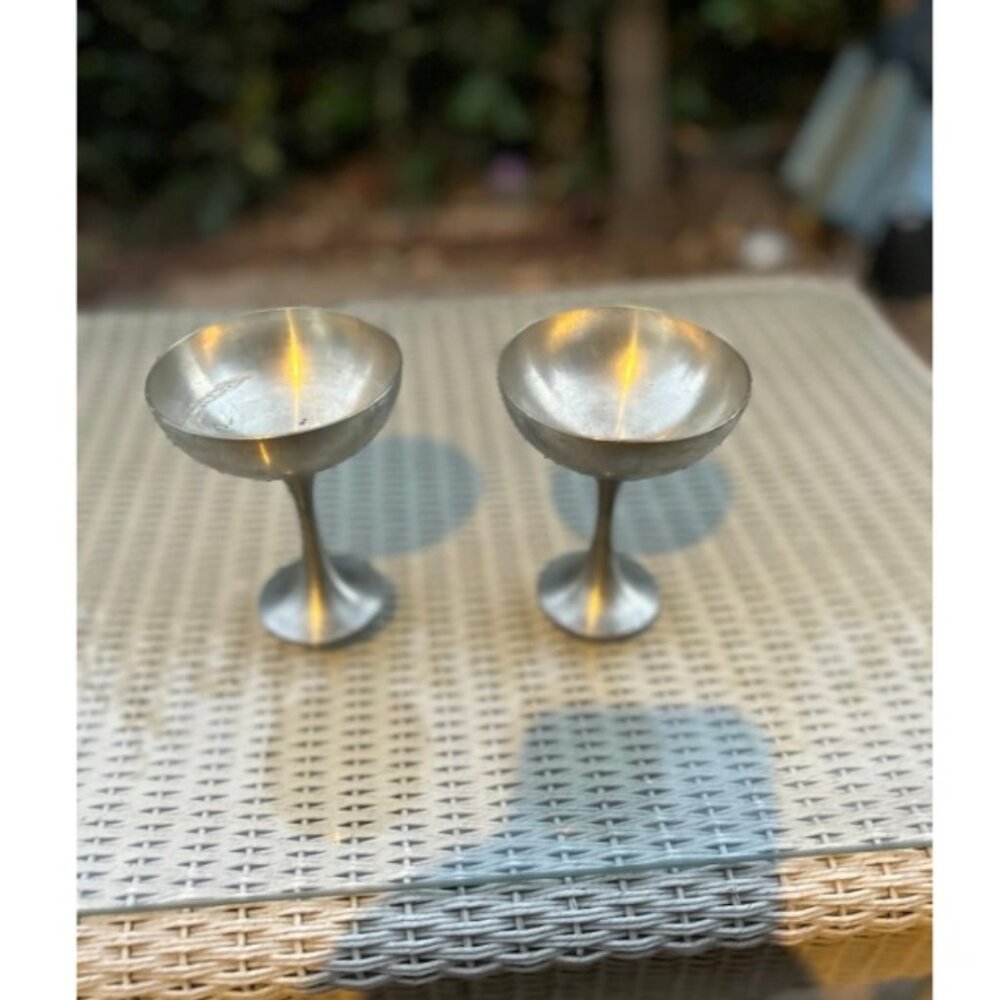 2 vintage Royal Selangor pewter goblet set